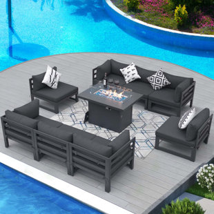 Agio park falls 5 piece discount woven deep seating with fire table